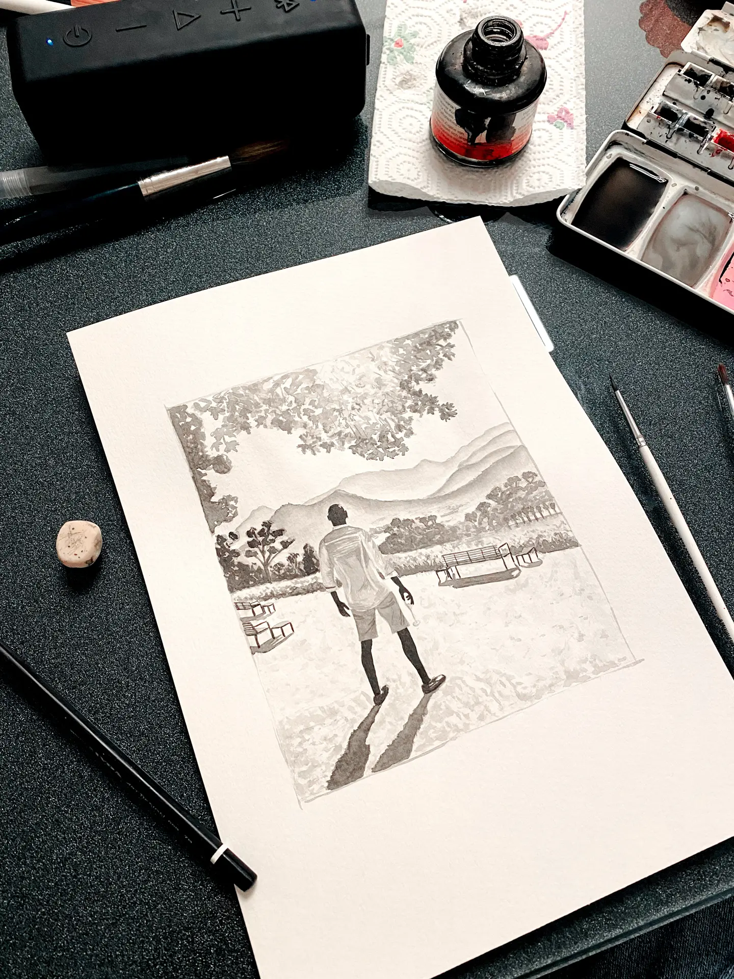 Marina-Kosinski_Kunst_Mann-in-den-Weinbergen_Zeichnung