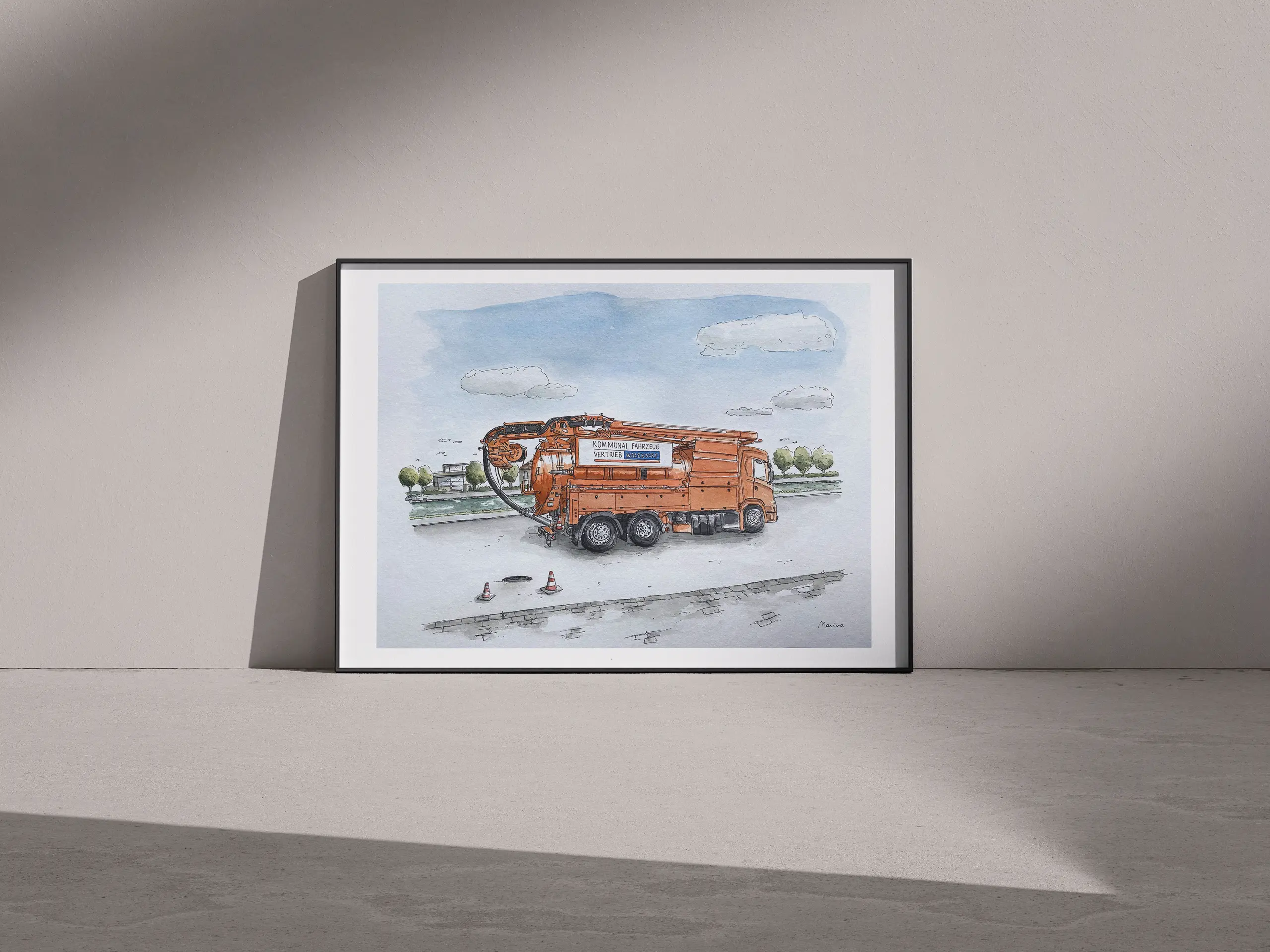 Marina Kosinski Künstlerin Münster Aquarell Warendorf Spühlfahrzeug2